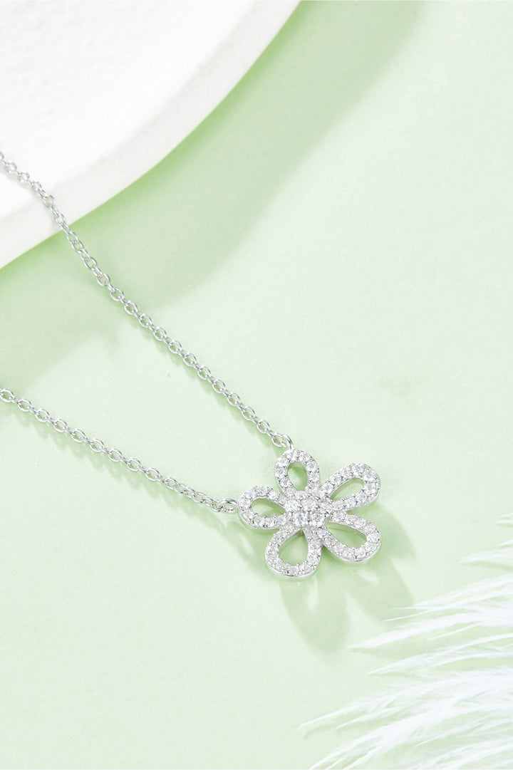 Moissanite Flower Pendant 925 Sterling Silver Necklace