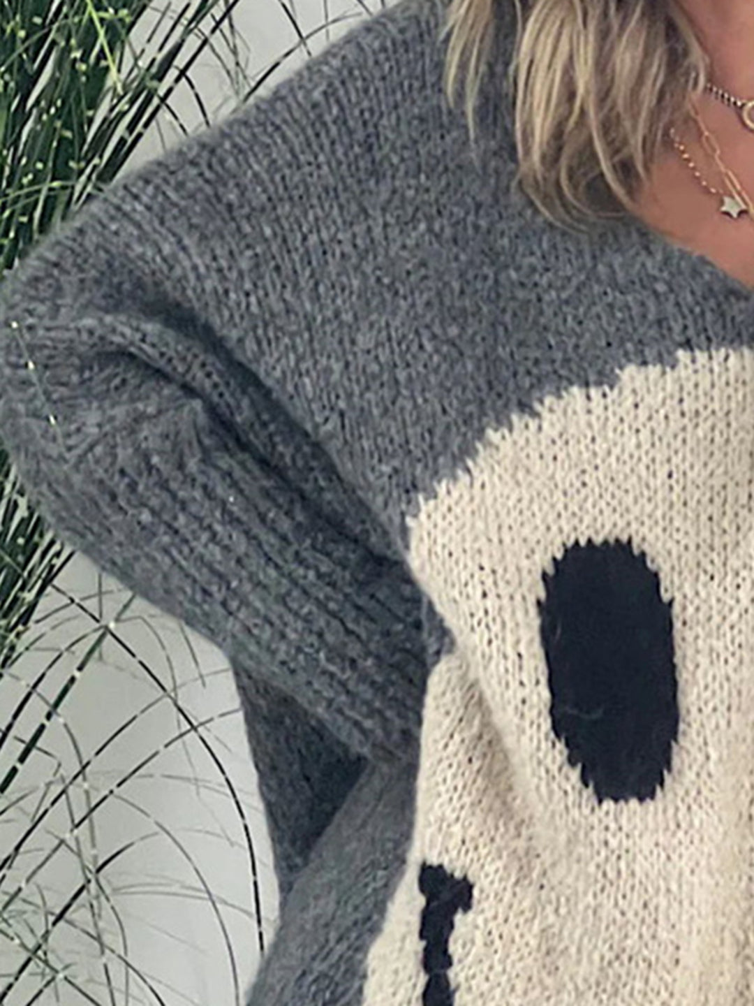 Joyful V-Neck Long Sleeve Knit Sweater