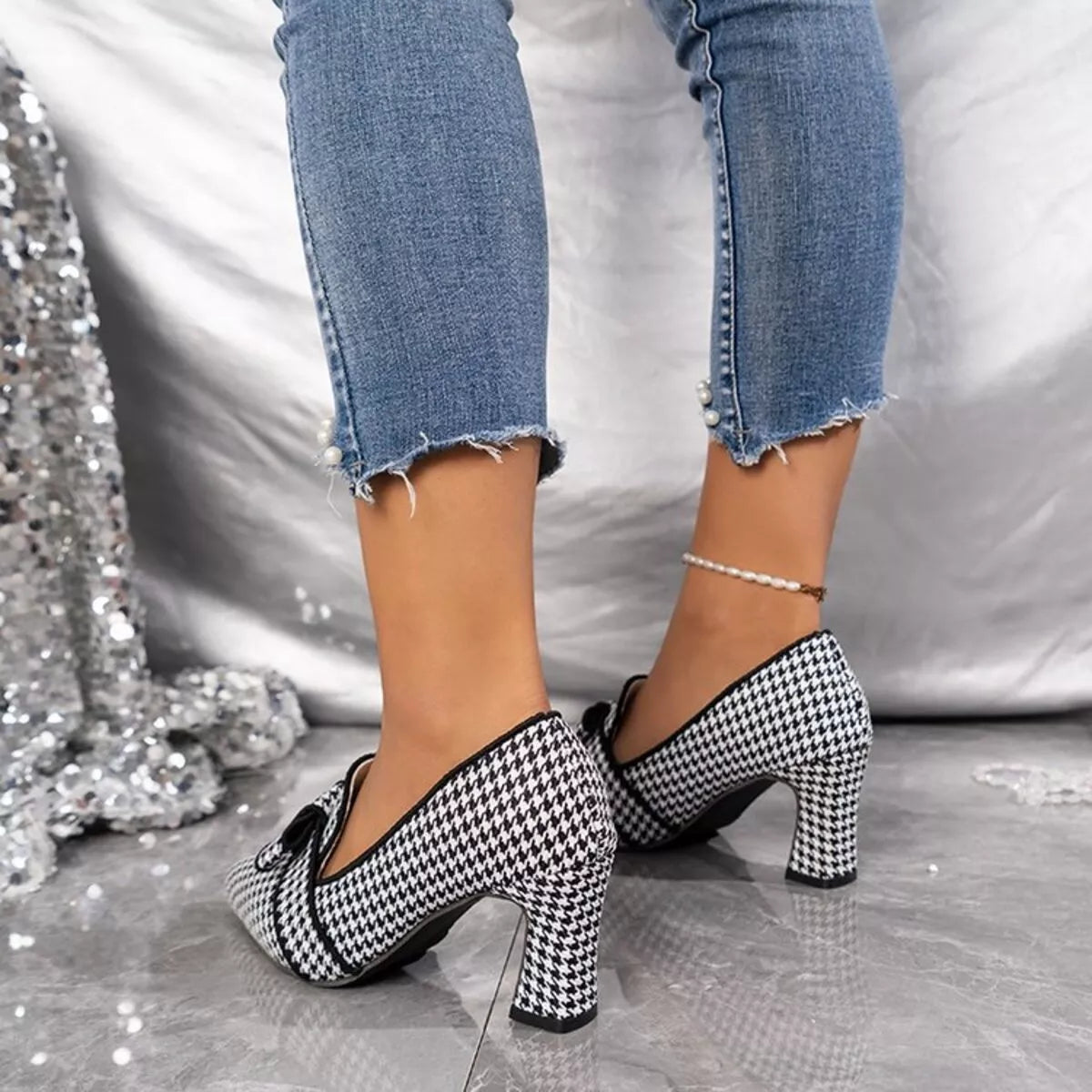 Point Toe Block Heels Pumps