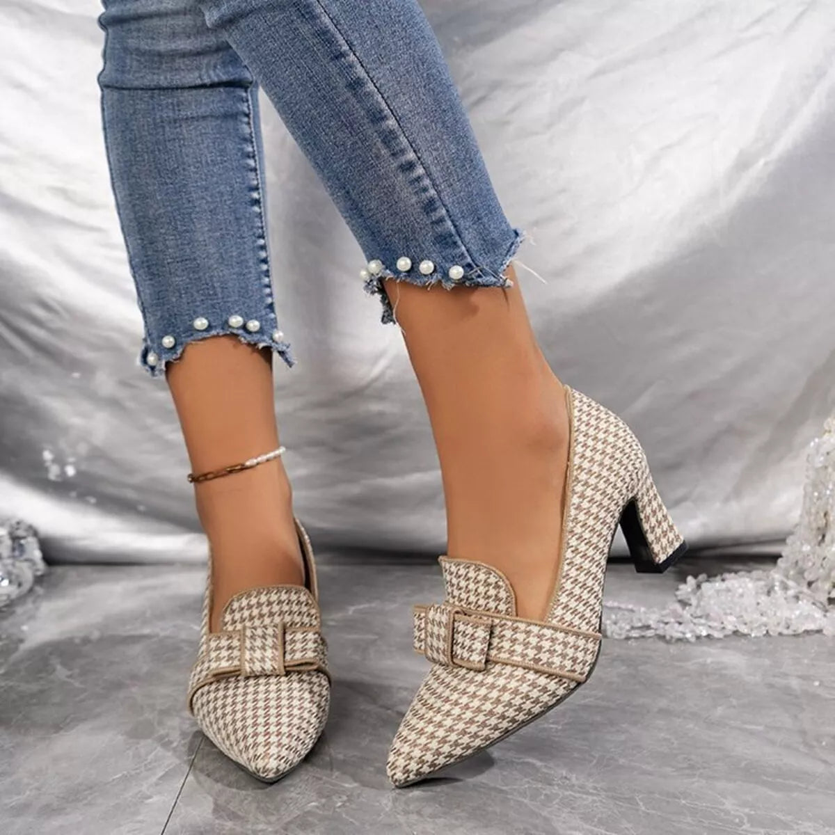 Point Toe Block Heels Pumps