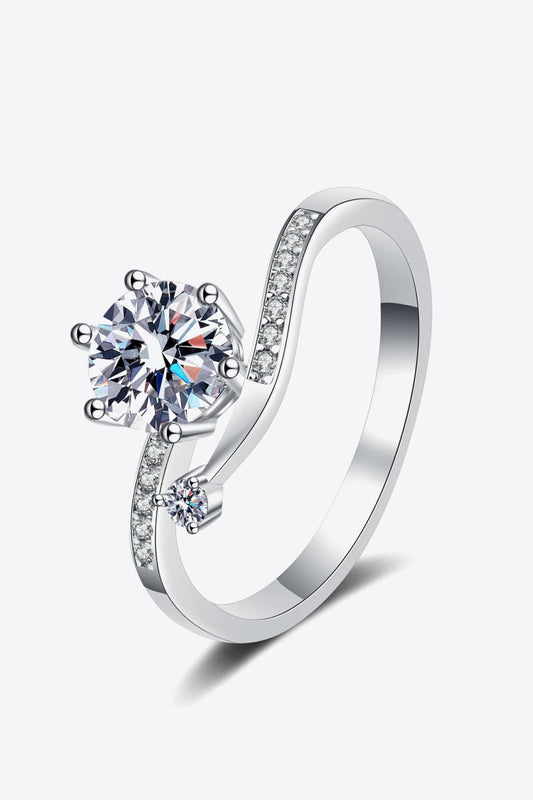 1 Carat Moissanite 925 Sterling Silver Bypass Ring Elegance