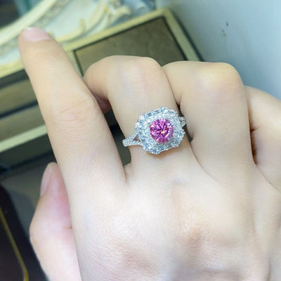 1 Carat Moissanite Zircon 925 Sterling Silver Ring Beauty