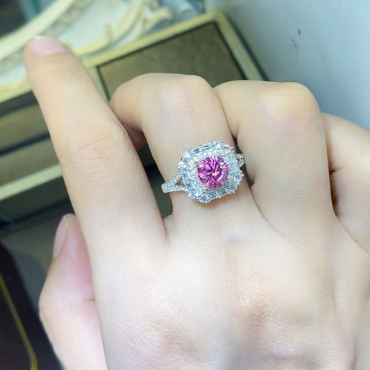 1 Carat Moissanite Zircon 925 Sterling Silver Ring Beauty