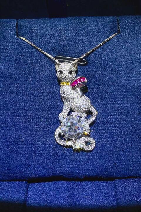 2 Carat Moissanite Necklace, Zircon Accents