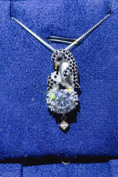 2 Carat Moissanite & Zircon Necklace, Platinum-Plated