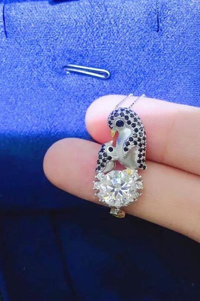 2 Carat Moissanite & Zircon Necklace, Platinum-Plated