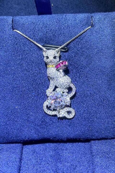 2 Carat Moissanite Necklace, Zircon Accents