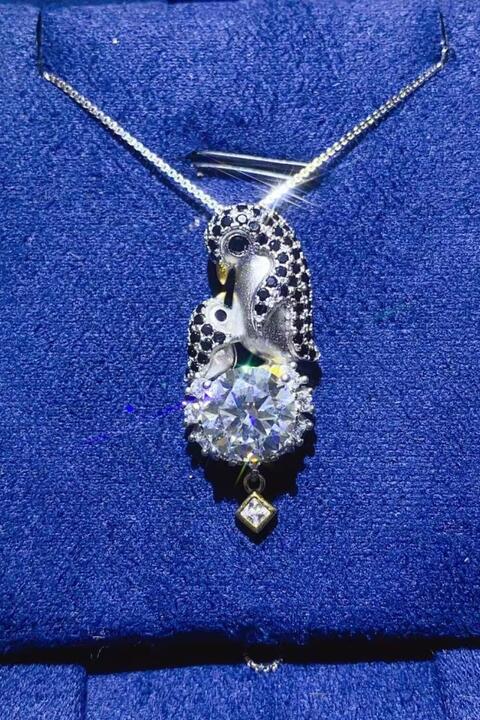 2 Carat Moissanite & Zircon Necklace, Platinum-Plated