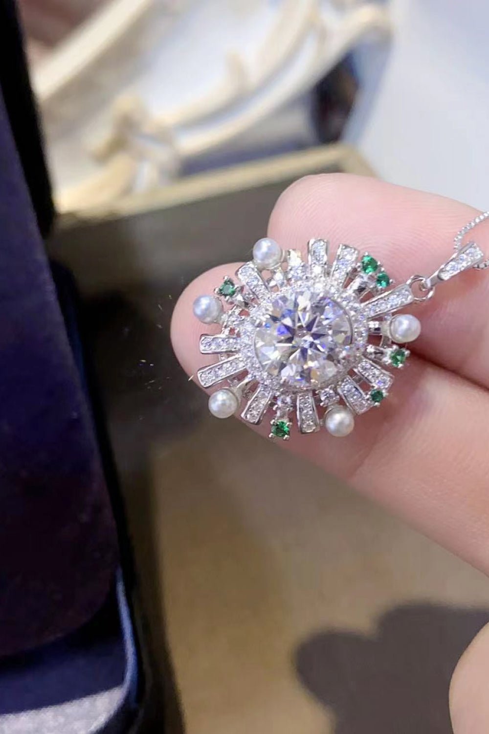 2 Carat Moissanite Necklace, Gift Boxed