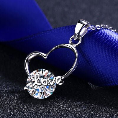 2 Carat Moissanite Heart 925 Sterling Silver Necklace Elegant