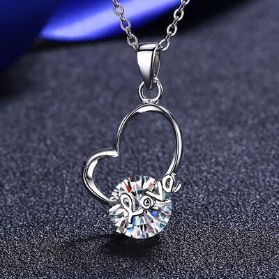 2 Carat Moissanite Heart 925 Sterling Silver Necklace Elegant
