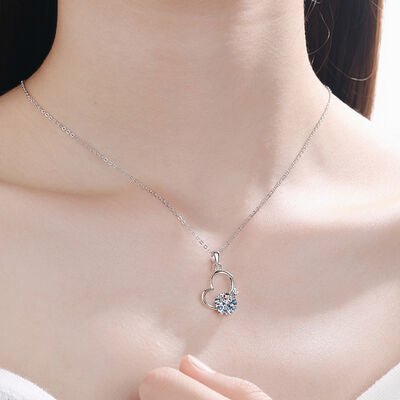 2 Carat Moissanite Heart 925 Sterling Silver Necklace Elegant