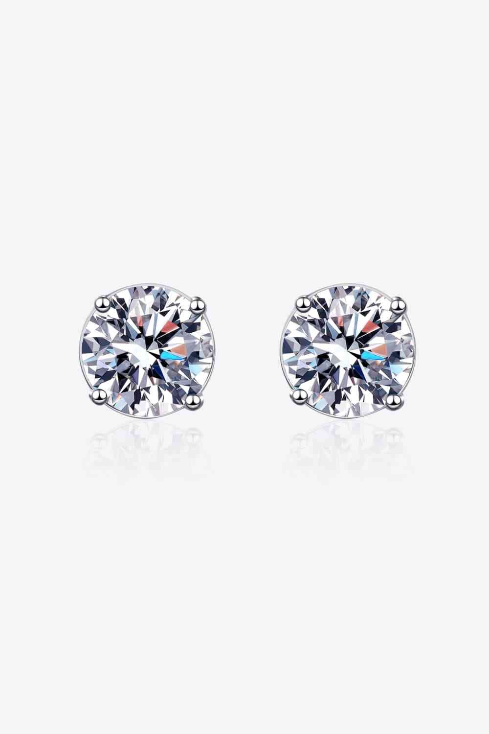 2 Carat Moissanite Rhodium-Plated Stud Earrings for You