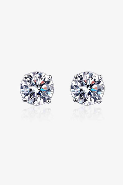 2 Carat Moissanite Rhodium-Plated Stud Earrings for You