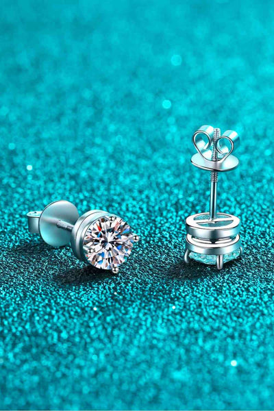 2 Carat Moissanite Rhodium-Plated Stud Earrings for You