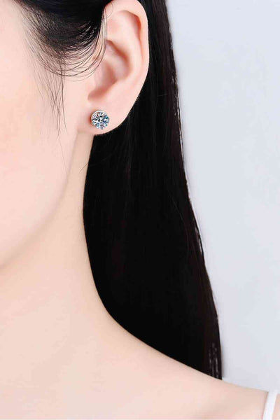 2 Carat Moissanite Rhodium-Plated Stud Earrings for You