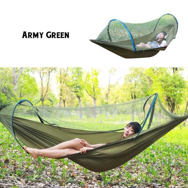 2 Person Portable Outdoor Mosquito Net 260x150cm Parachute Hammock Camping Hanging Sleeping Bed Swing Double Chair Hanging Bed - Ruth Envision