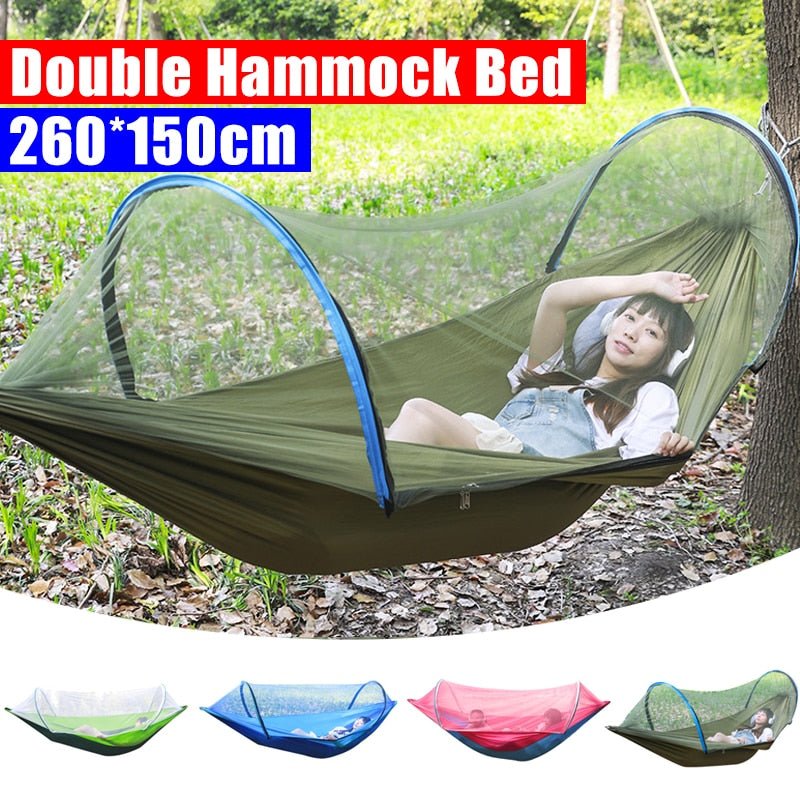 2 Person Portable Outdoor Mosquito Net 260x150cm Parachute Hammock Camping Hanging Sleeping Bed Swing Double Chair Hanging Bed - Ruth Envision