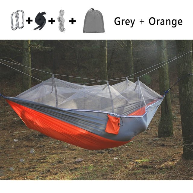 2 Person Portable Outdoor Mosquito Net 260x150cm Parachute Hammock Camping Hanging Sleeping Bed Swing Double Chair Hanging Bed - Ruth Envision