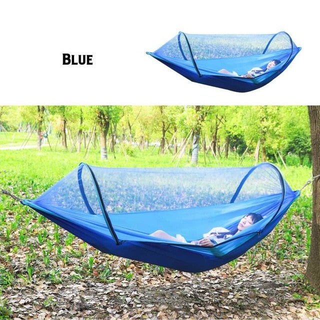 2 Person Portable Outdoor Mosquito Net 260x150cm Parachute Hammock Camping Hanging Sleeping Bed Swing Double Chair Hanging Bed - Ruth Envision