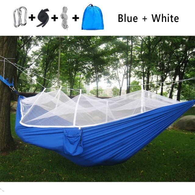 2 Person Portable Outdoor Mosquito Net 260x150cm Parachute Hammock Camping Hanging Sleeping Bed Swing Double Chair Hanging Bed - Ruth Envision