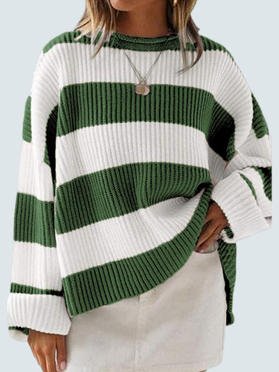 Round Neck Long Sleeve Sweater for Women Casual Style