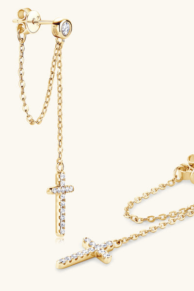 Moissanite 925 Sterling Silver Cross Earrings for Women
