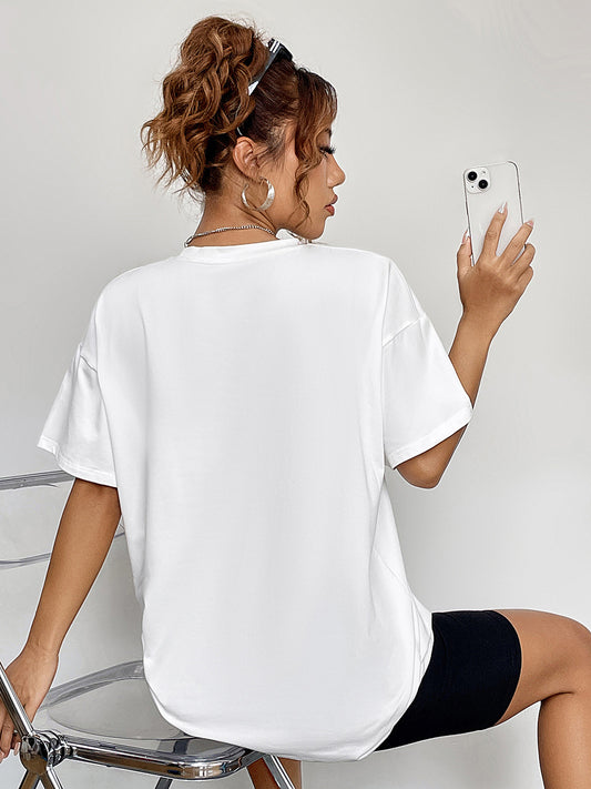 Ghostly Charm Round Neck Short Sleeve T-Shirt for Women