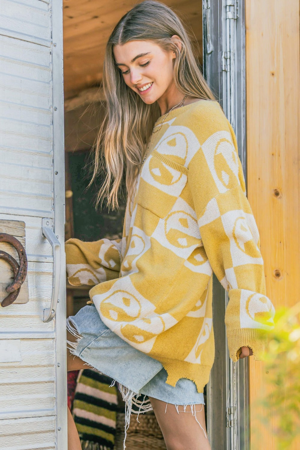 Yin Yang Checkerboard Pullover Sweater for Ultimate Style