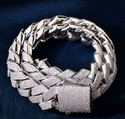 20MM 4-row iced Miami Cuban link chain in silver