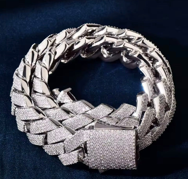 20MM 4-row iced Miami Cuban link chain in silver