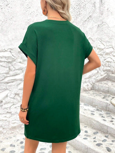 Effortless Elegance Short Sleeve Round Neck Mini Dress for All Occasions