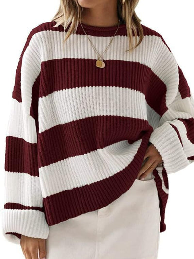 Round Neck Long Sleeve Sweater for Women Casual Style
