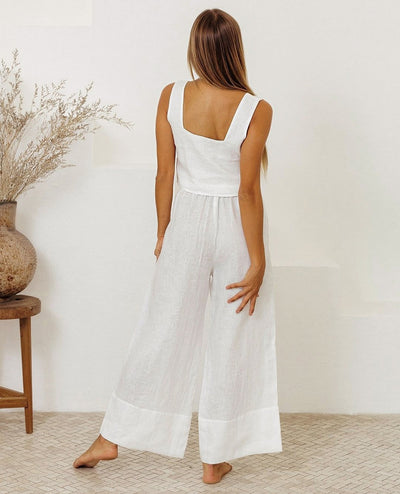 Elegant Square Neck Sleeveless Top and Trousers Set Sale