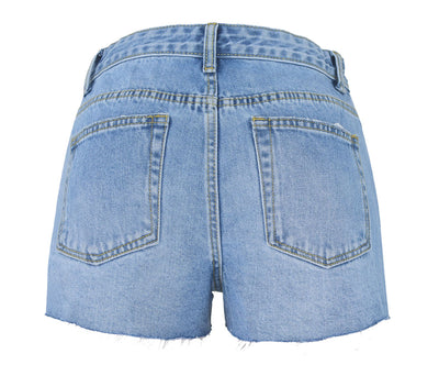 High-Waisted Soft Ripped Denim Shorts With Unique Hem