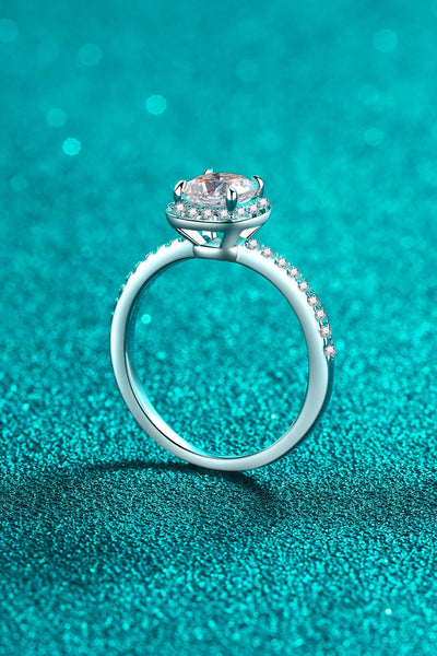 1 Carat Moissanite 925 Sterling Silver Halo Ring Beauty