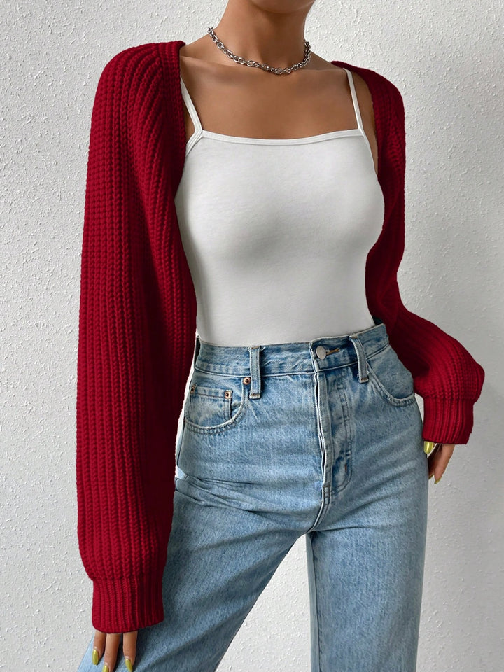 Cropped Honey Cardigan with Long Sleeves and Open Front