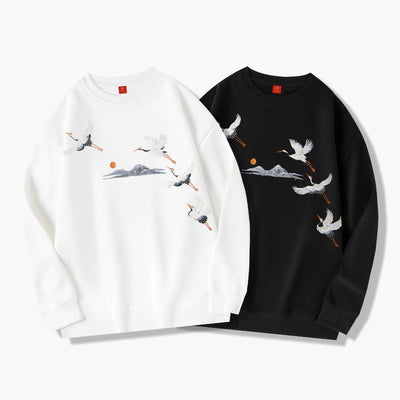 Men's Trendy Embroidered Round Neck Pullover Urban Hip Hop Sweatshirt