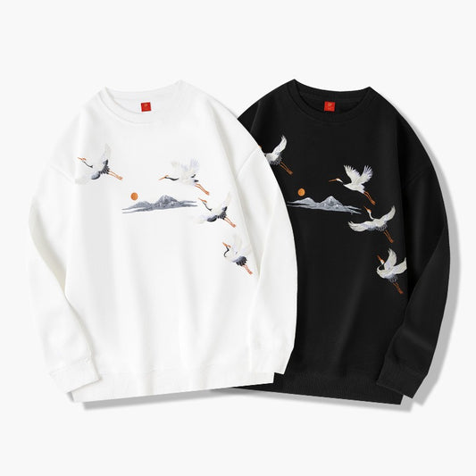 Men's Trendy Embroidered Round Neck Pullover Urban Hip Hop Sweatshirt