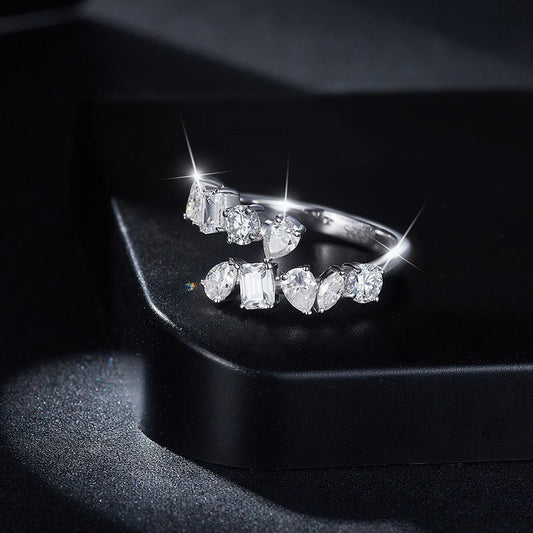 2.6 Carat Moissanite 925 Sterling Silver Bypass Ring Elegance