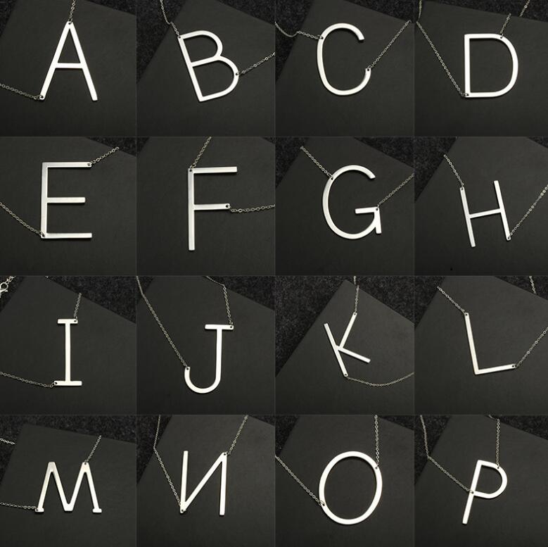 26 Letter Alphabet Necklace Stainless Steel Initial Necklace In Three Colors Choker Pendant Jewelry