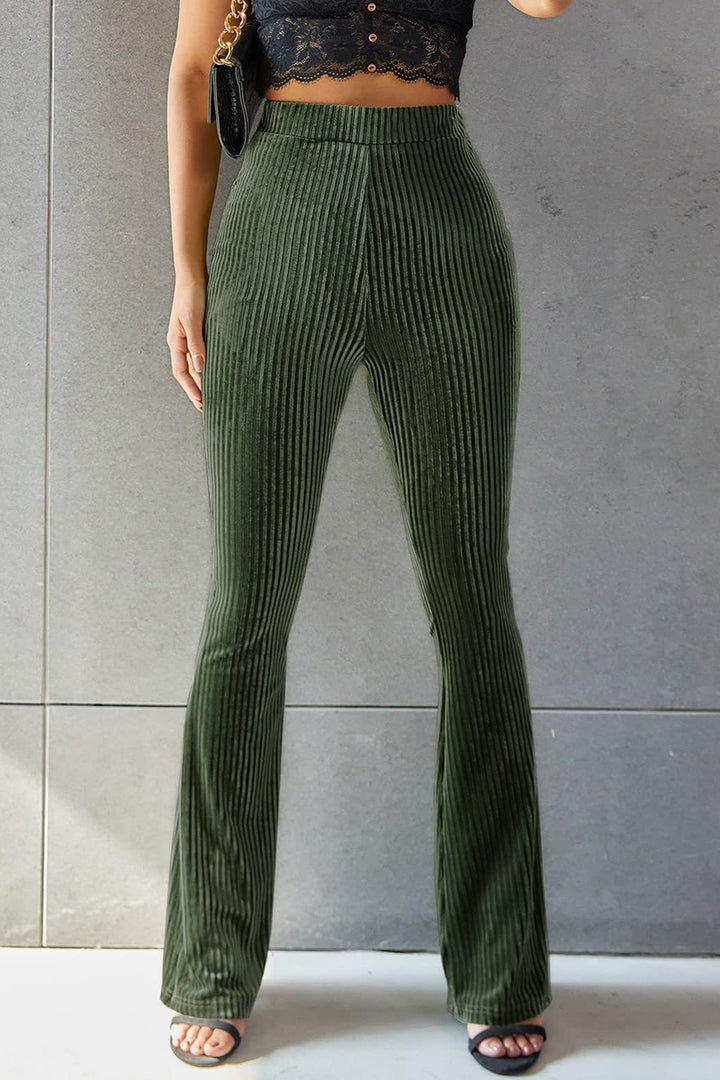 Sophisticated Ribbed High Waist Flare Pants