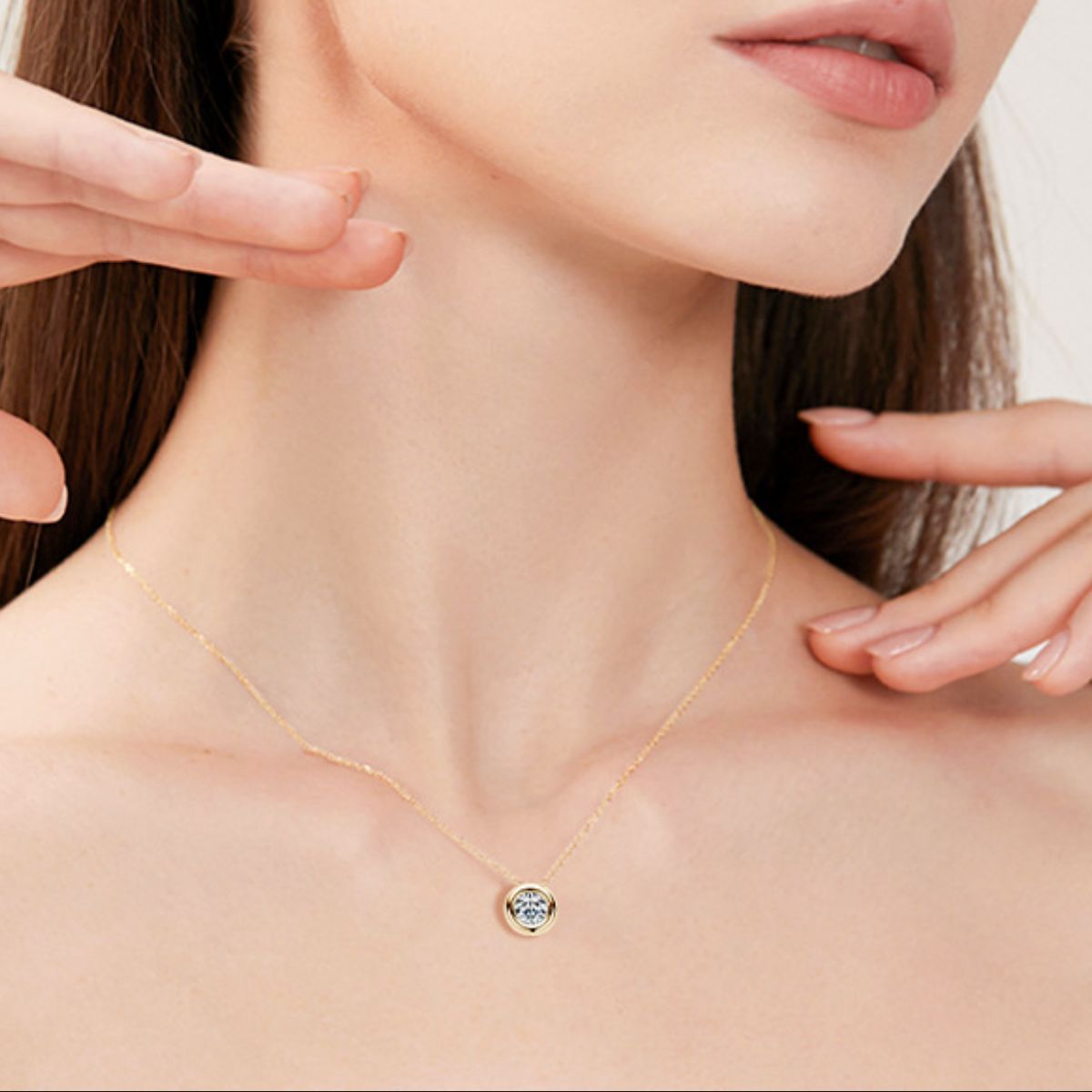 Moissanite Hypoallergenic Necklace, Rose Gold/Gold