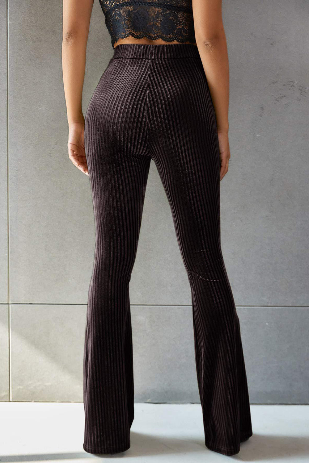 Sophisticated Ribbed High Waist Flare Pants