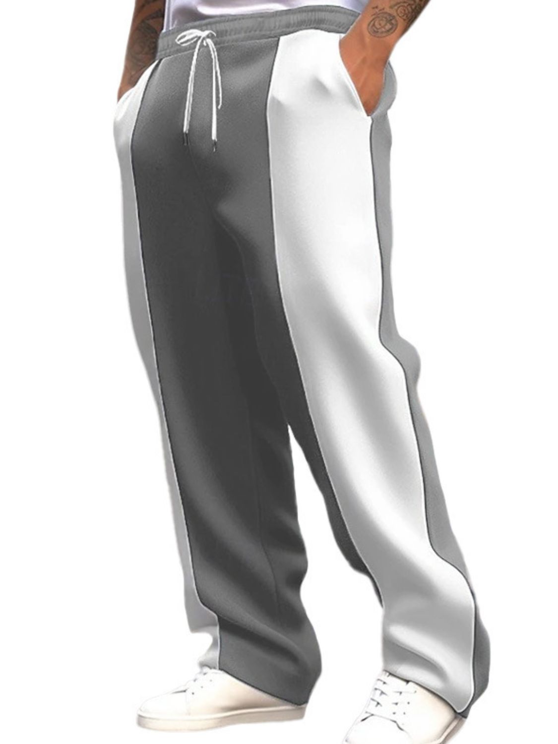 Men's Full Size Drawstring Contrast Pants Plus Size Fashion
