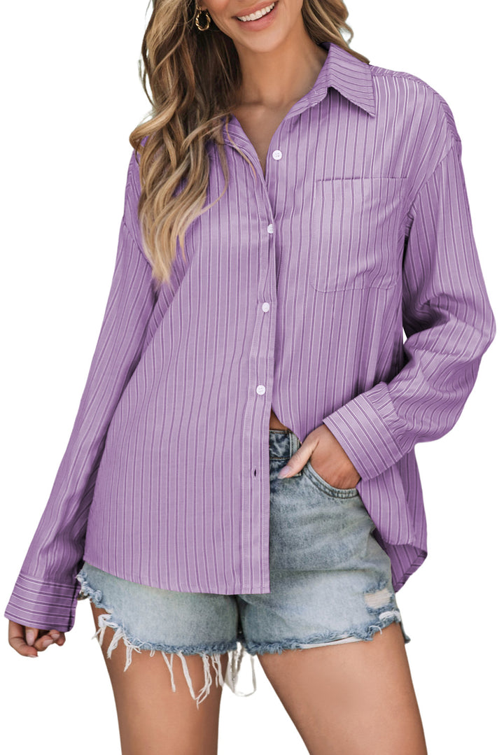 Stylish Striped Long Sleeve Dress Shirt