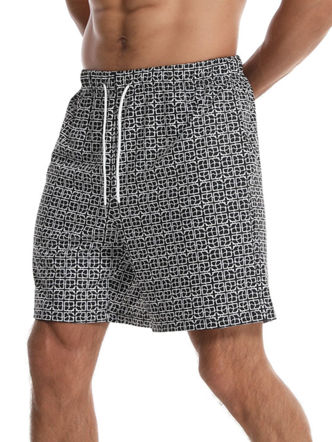 Stylish Men's Drawstring Printed Shorts with Pockets