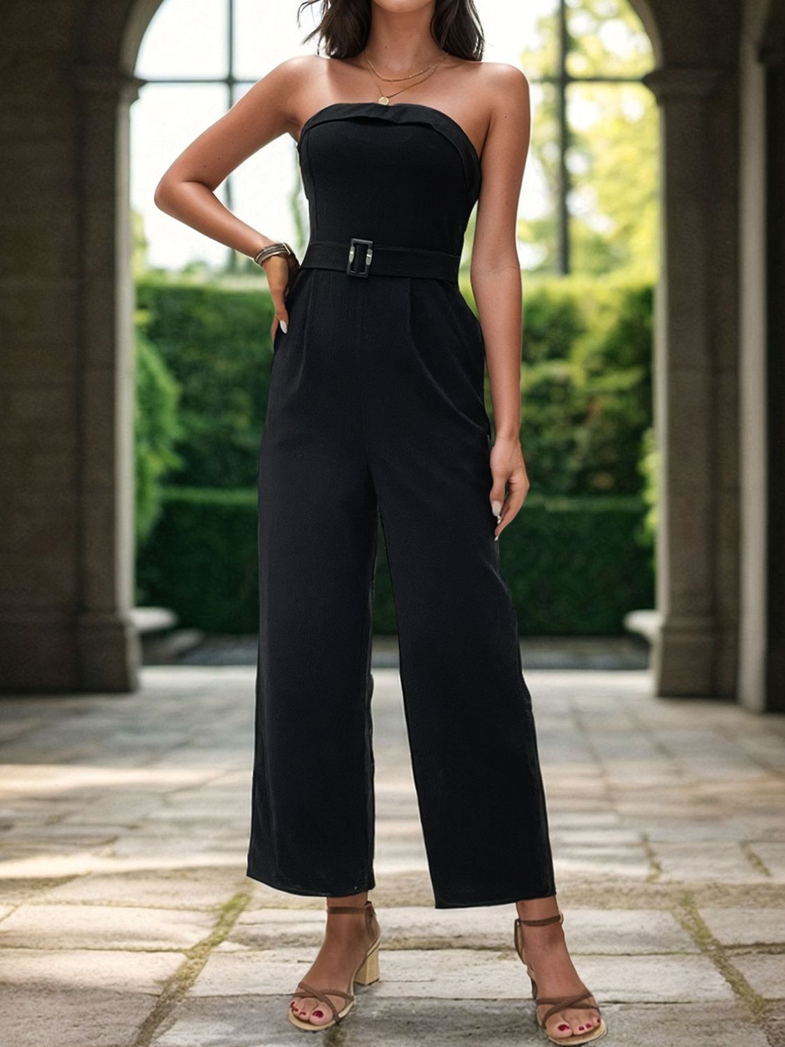 Sleek Tube Jumpsuit with Functional Pockets for Women