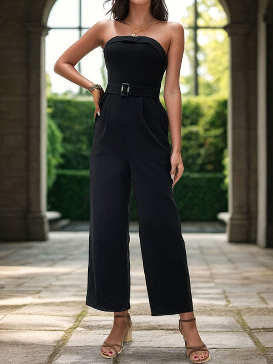 Sleek Tube Jumpsuit with Functional Pockets for Women