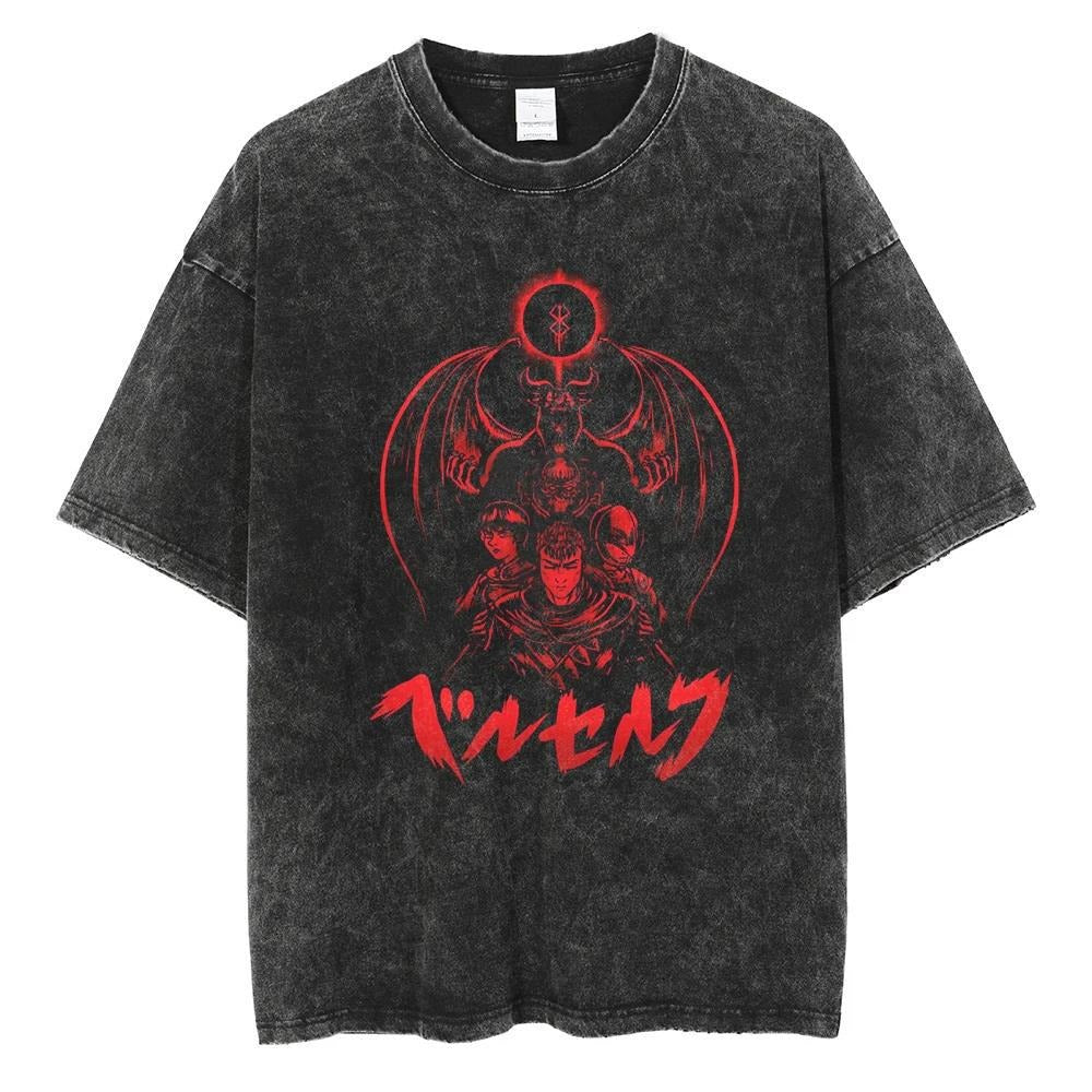 Vintage Washed Black Streetwear Tee for Men Stylish Fit